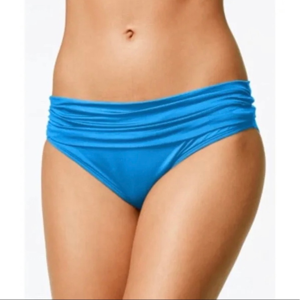 La Blanca CHINA BLUE Shirred Banded Hipster Bikini Vacay Swimwear Bottom